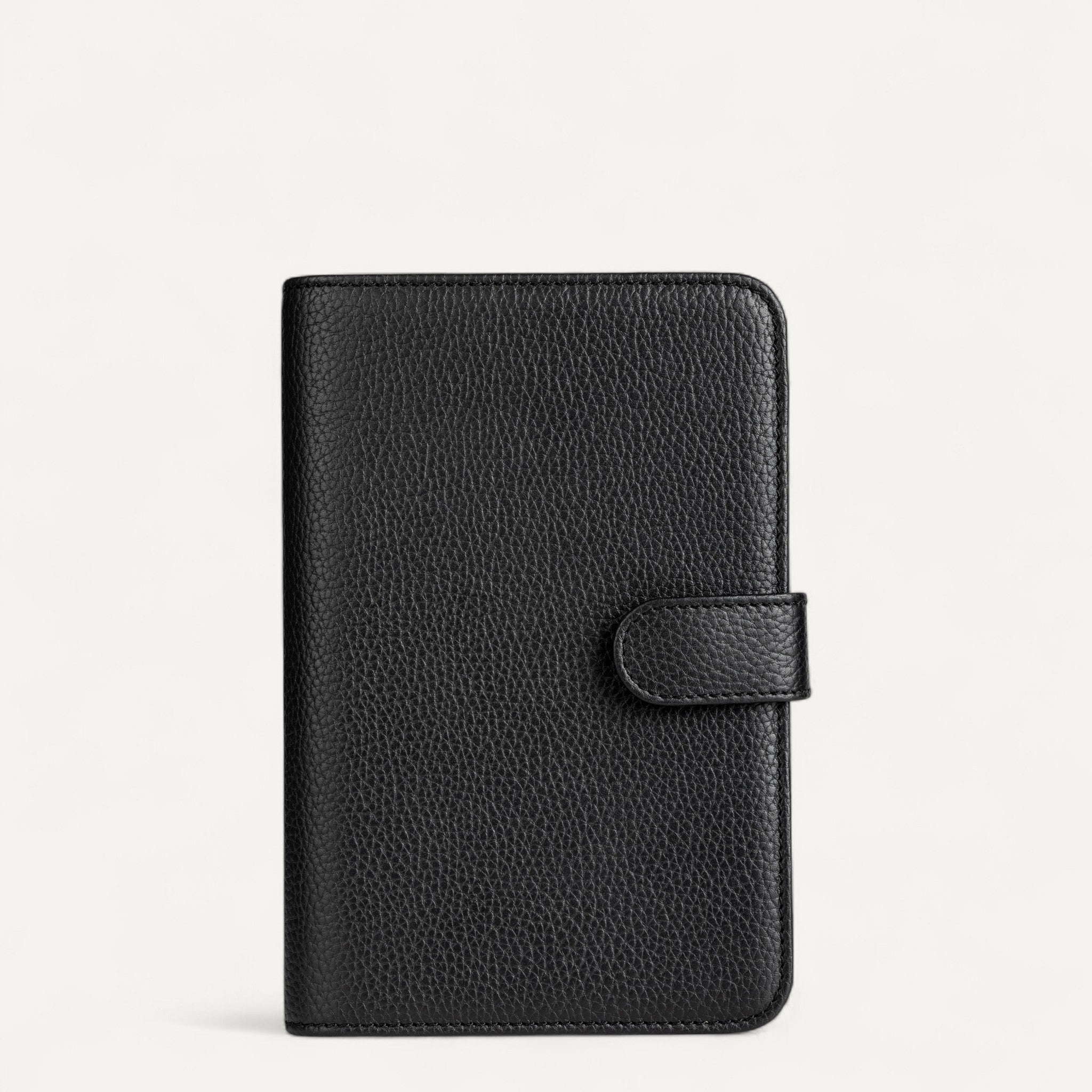 "Black genuine leather Note Book Folder by PAMMIS with card slots"