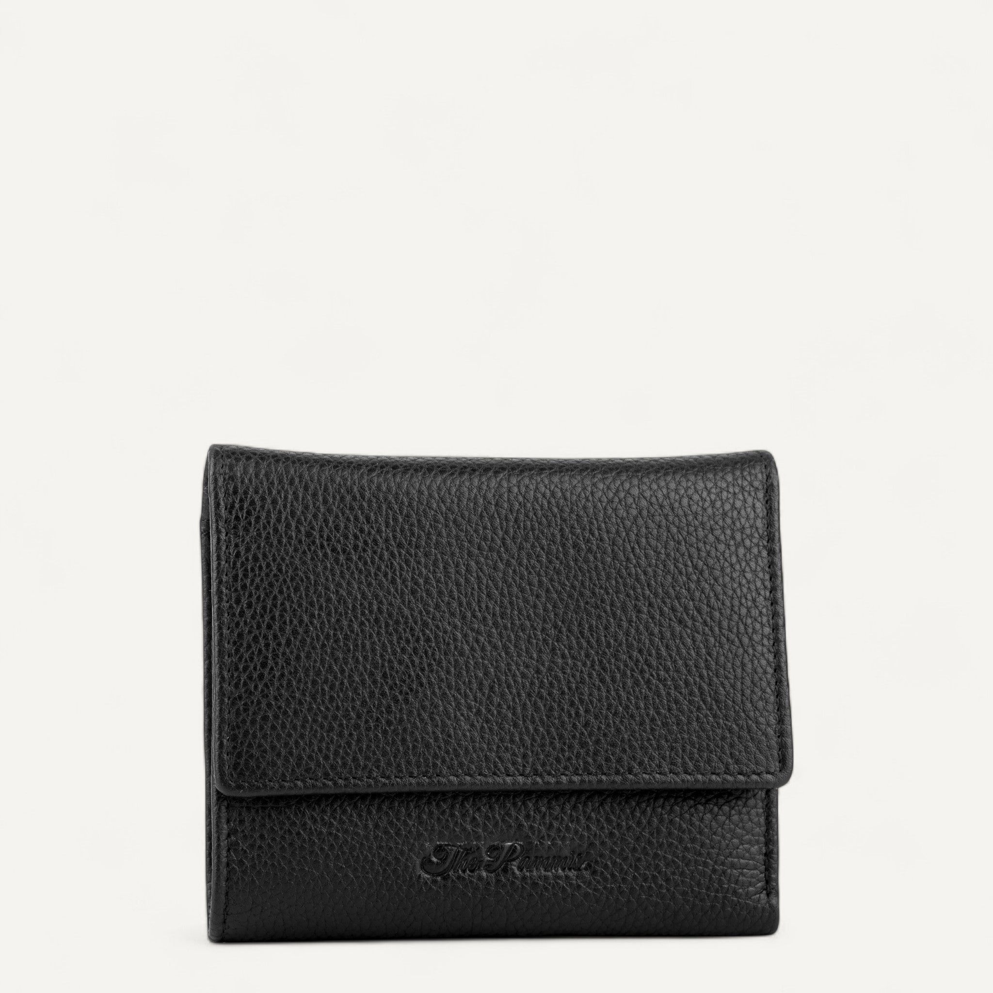 "Black genuine leather wallet by Pammis with card slots"