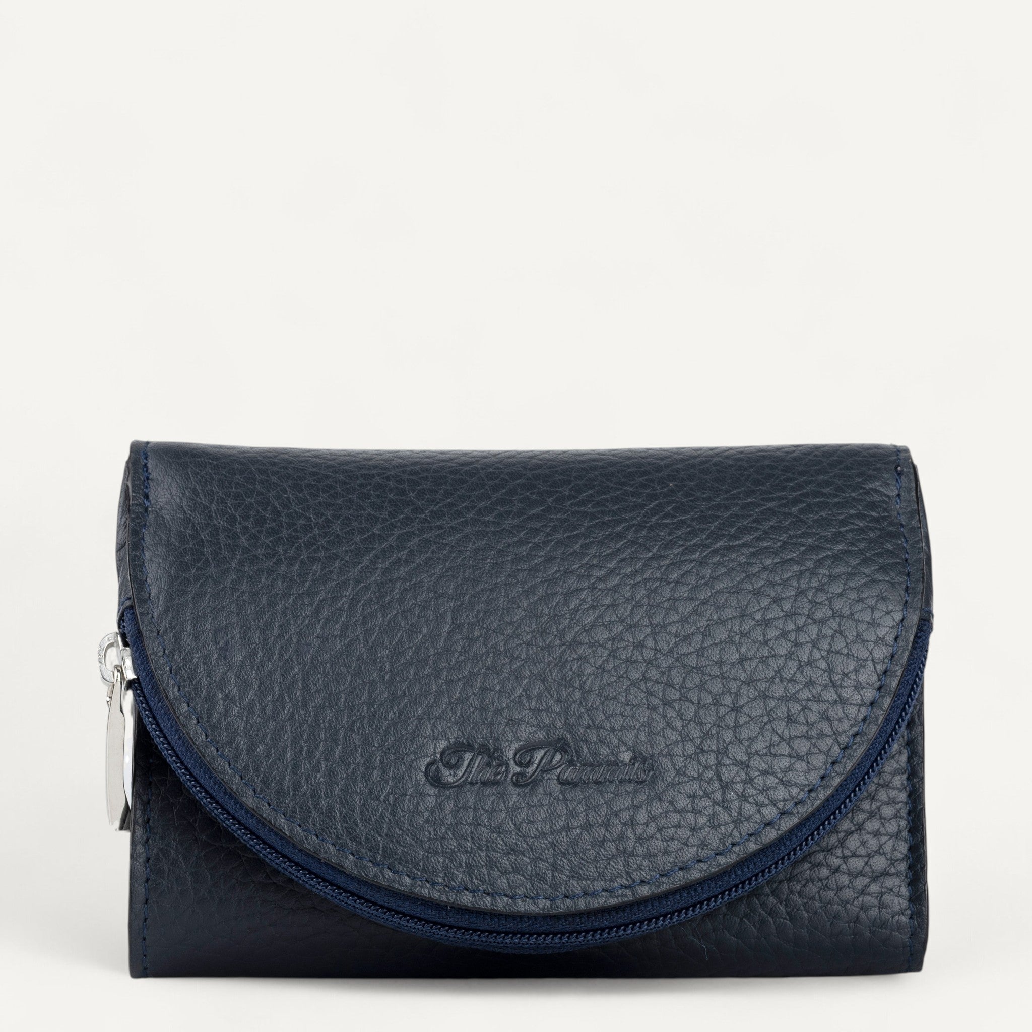 "Navy Blue genuine leather wallet by Pammis with card slots"