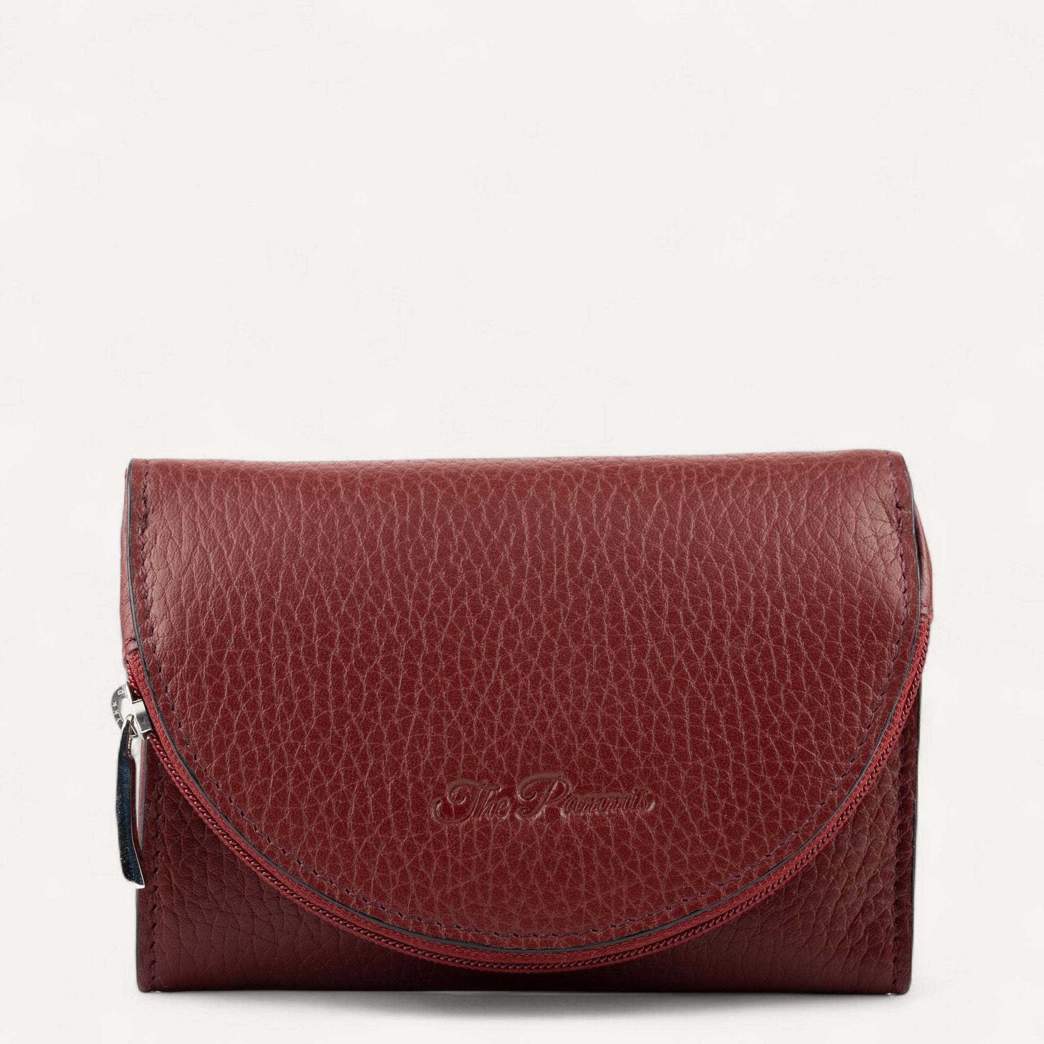 "Maroon genuine leather wallet by PAMMIS with card slots"